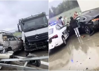 ვიდეო – ავარია ავტობანზე, დამტვრეულია რამდენიმე ავტომობილი