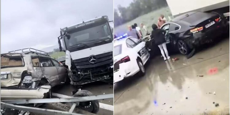 ვიდეო – ავარია ავტობანზე, დამტვრეულია რამდენიმე ავტომობილი