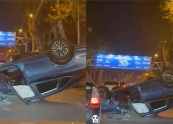 ვიდეო – თბილისში მსუბუქი ავტომობილი ამოტრიალდა