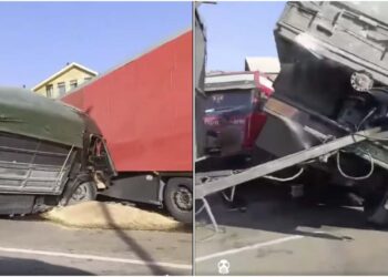 ვიდეო – ერთმანეთს ორი ტრაილერი შეეჯახა – ავარია გუდაურში