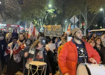 თსუ-ს პირველი კორპუსიდან მათე დევიძის სოლიდარობის მარში მიმდინარეობს