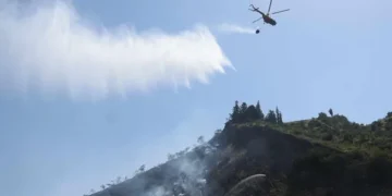 ბაღდათში, ტყის ფერდობზე ხანძარია