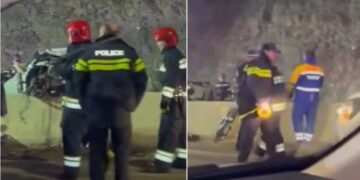 ვიდეო – ავტომობილი ჯებირს შეეჯახა – ავარია თბილისში