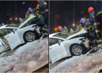 ვიდეო – ავტომობილი ხეს დაეჯახა და ცეცხლი გაუჩნდა