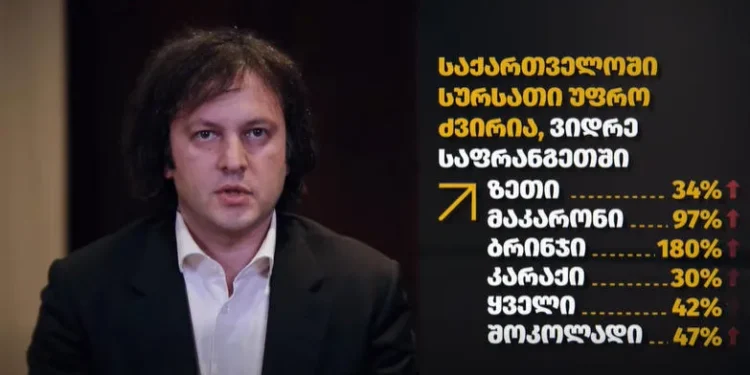 ირაკლი კობახიძე – სასურსათო პროდუქტებზე ქართულ და ევროპულ ფასებს შორის სხვაობა მართლაც დიდია – სხვაობას სადისტრიბუციო კომპანიებისა და მარკეტების მაღალი ფასნამატი განაპირობებს