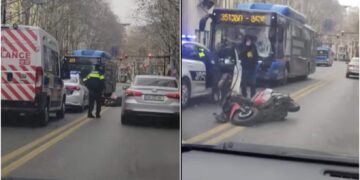 ვიდეო – ერთმანეთს მოპედი და ავტობუსი შეეჯახა