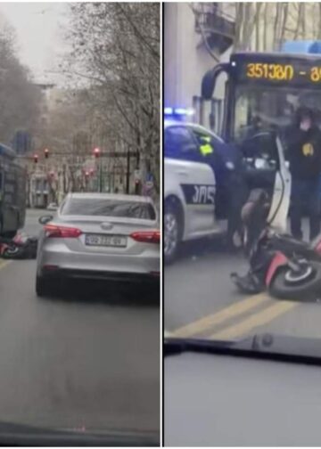 ვიდეო – ერთმანეთს მოპედი და ავტობუსი შეეჯახა