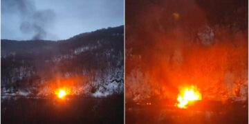 ვიდეო – ანანურთან გაზით დატვირთული ტრაილერი გადაბრუნდა და აალდა