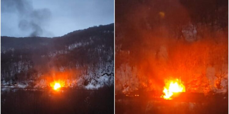 ვიდეო – ანანურთან გაზით დატვირთული ტრაილერი გადაბრუნდა და აალდა