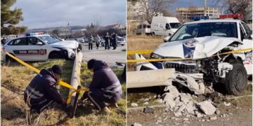 ნახეთ ვიდეო – შეჯახების შემდეგ დაცვის პოლიციის ავტომობილი განათების ბოძს შეეჯახა და მოგლიჯა