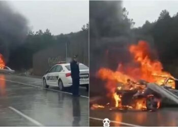 ვიდეო – ცენტრალურ მაგისტრალზე ავტომობილს ცეცხლი გაუჩნდა