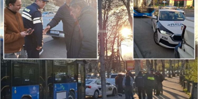 სამგზავრო ავტობუსს პოლიციის პიკაპი დაეჯახა – ავტოსაგზაო შემთხვევა გორში