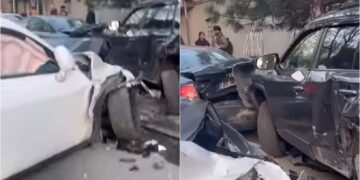 ვიდეო – 4 ავტომობილი დაიმტვრა ავტოსაგზაო შემთხვევის შედეგად თბილისში