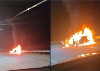 ვიდეო – სამტრედია-ქუთაისის გზაზე ავტომობილს ცეცხლი გაუჩნდა